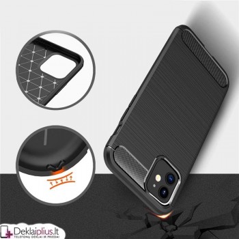 Carbon guminis dėklas - juodas (Apple Iphone 12 Mini) 